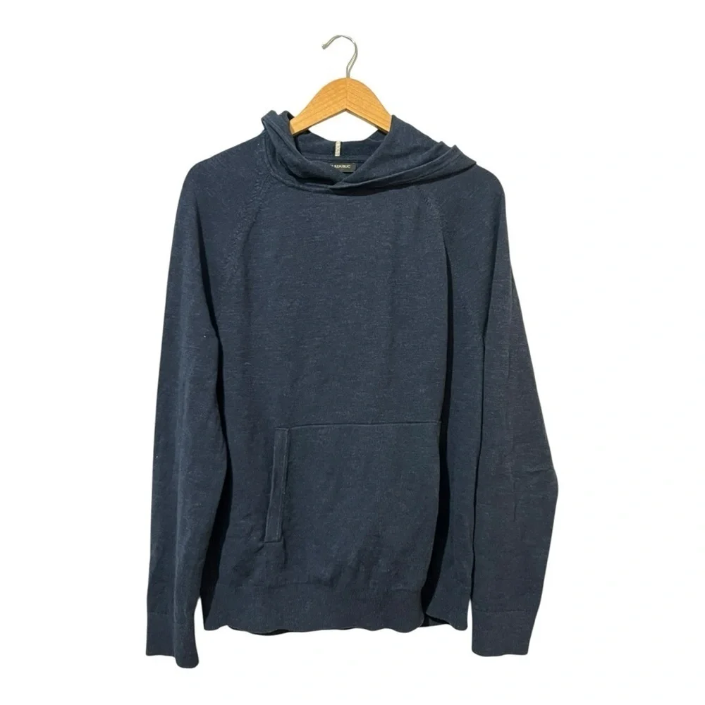 Banana Republic Factory Hoodie Sweatshirt Men's Large Kangaroo Pockets Blue L